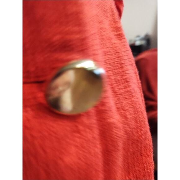 ZARA Small Red Holiday Christmas Tomato Blazer Jacket peplum lightweight cotton - Picture 10 of 12